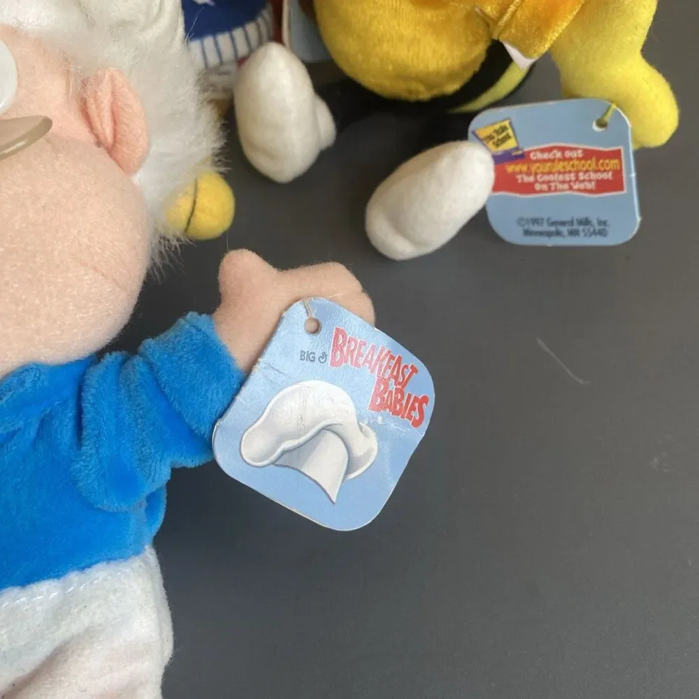 Lot 4 General Mills Big G Breakfast Babies Plush 1997 Trix Buzz NWT Vintage